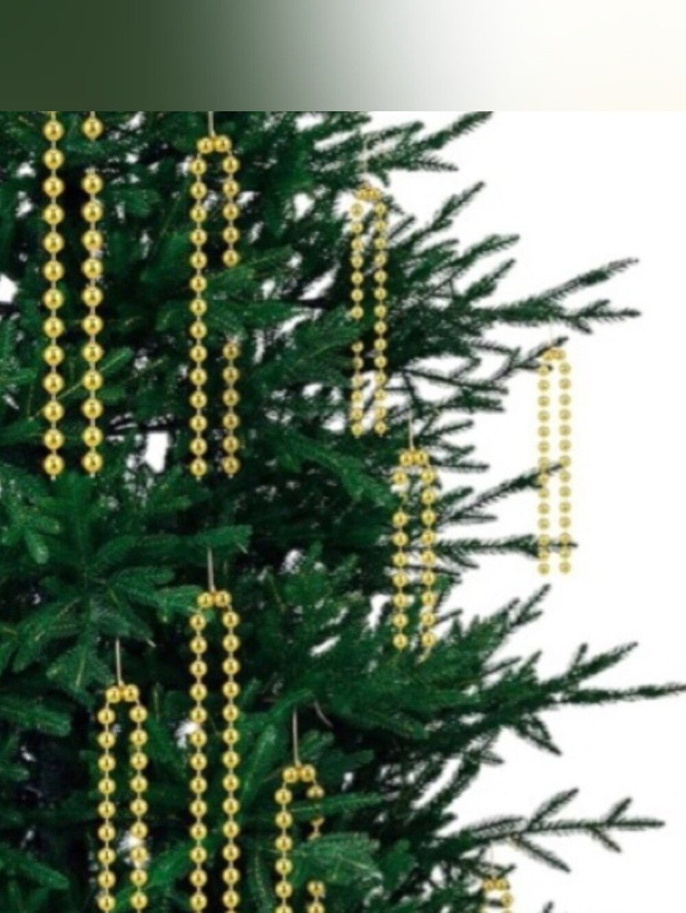 Gold Beaded Garland Christmas Ornaments Holiday Tree Decor